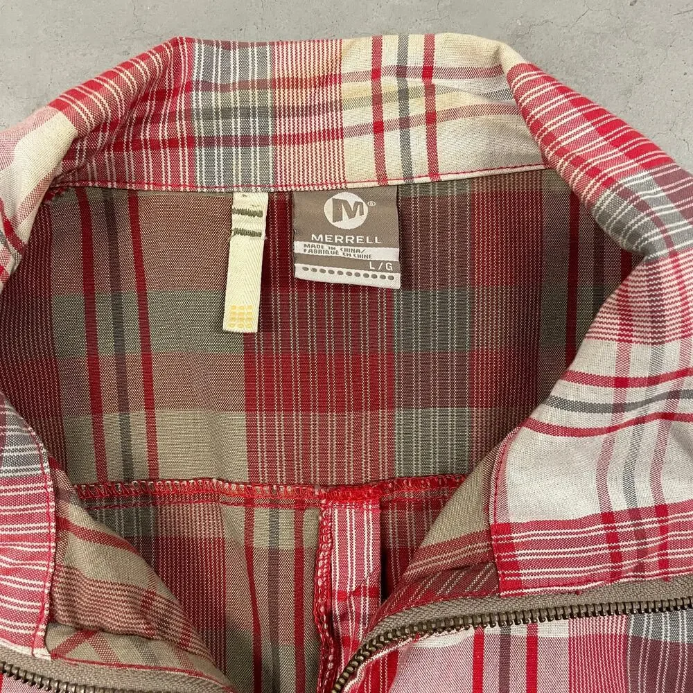 vintage y2k merrell flannel zip up jacket